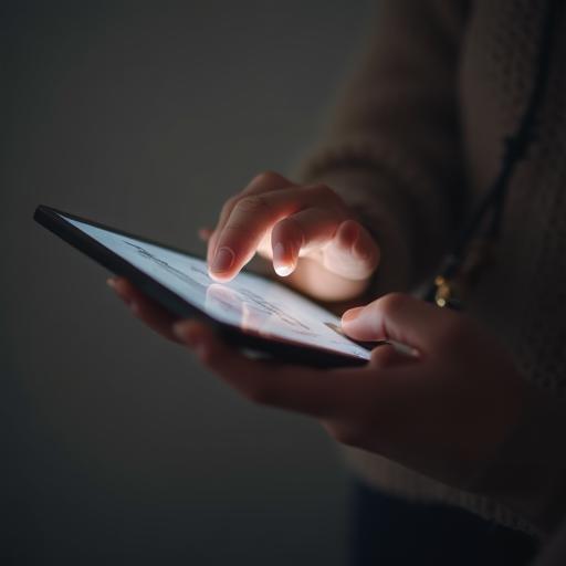 Hands interacting with a tablet, showcasing technology and learning